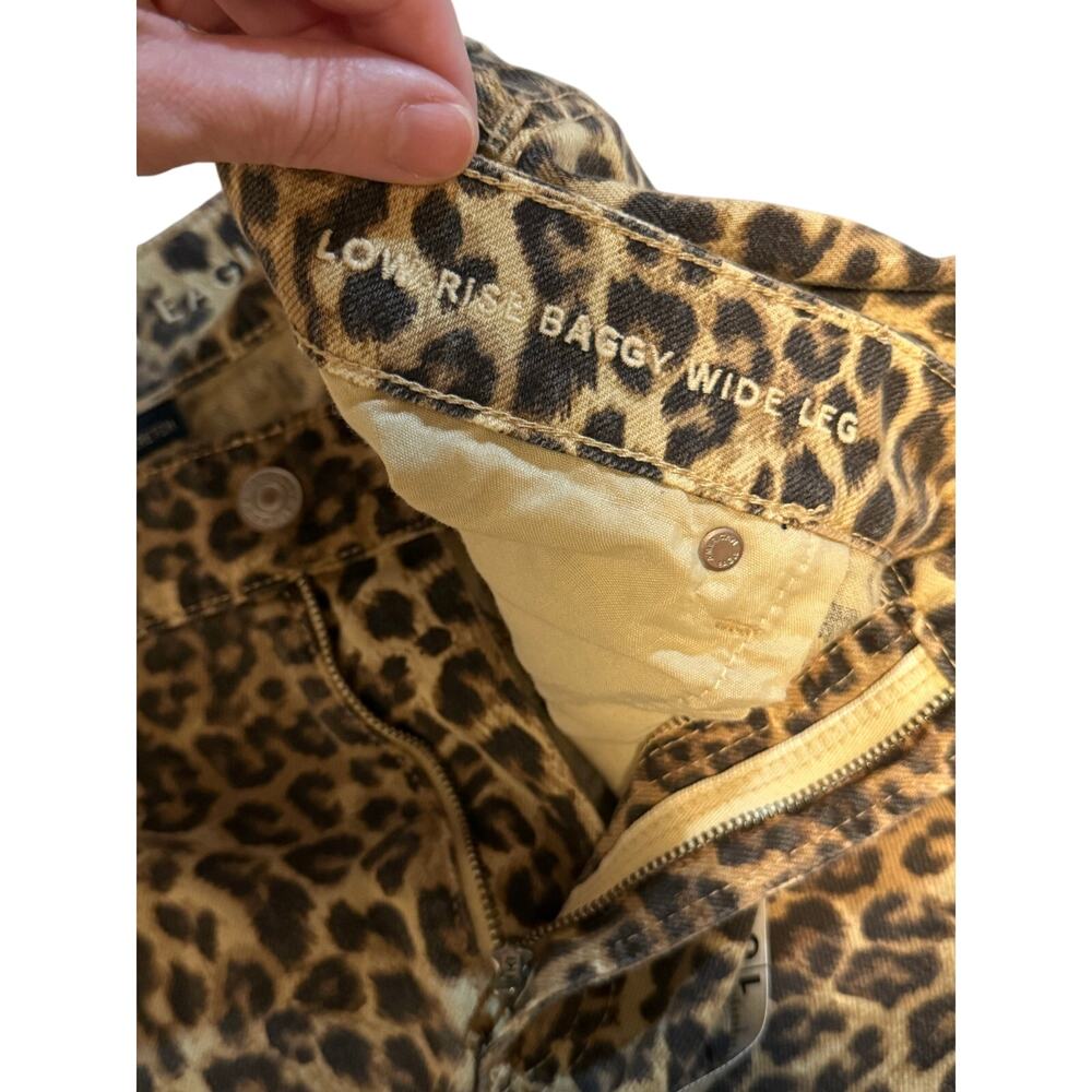 American Eagle Leopard Low Rise Baggy Wide Leg Jeans 14 Regular NWOT - Picture 8 of 13